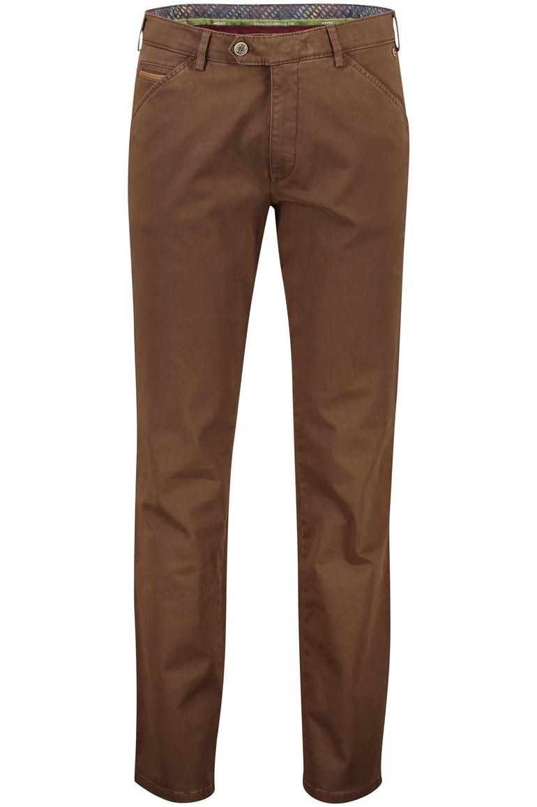 katoenen Meyer broek Chicago bruin effen normale fit