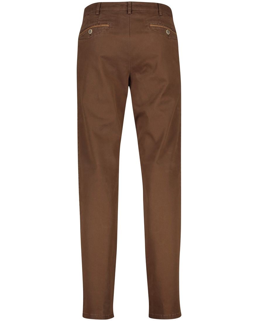 katoenen Meyer broek Chicago bruin effen normale fit