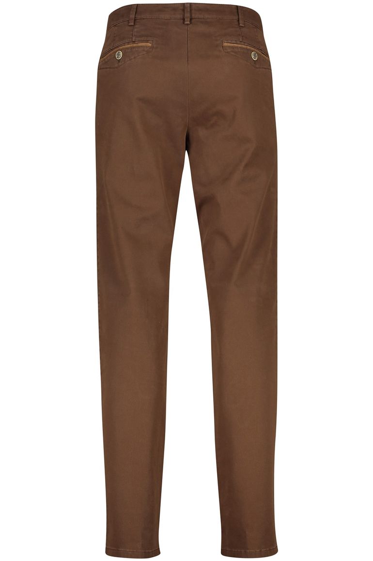 katoenen Meyer broek Chicago bruin effen normale fit