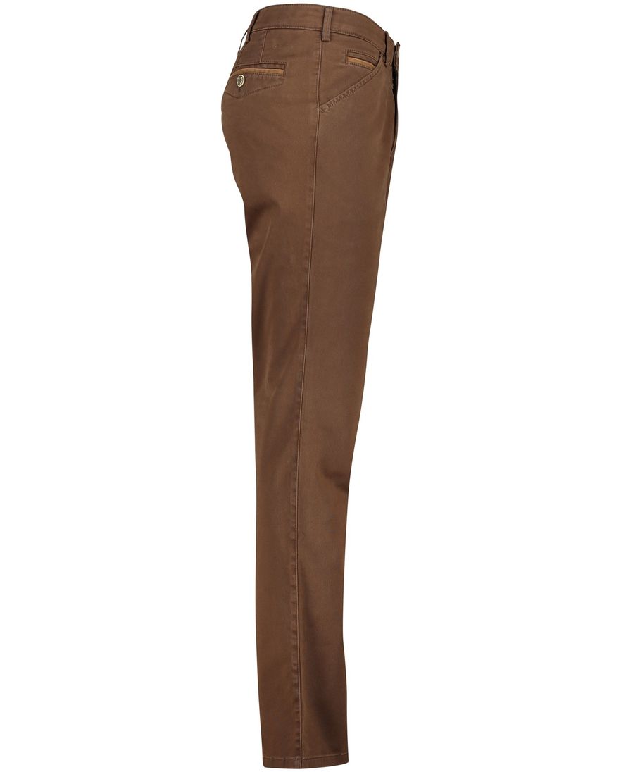 katoenen Meyer broek Chicago bruin effen normale fit
