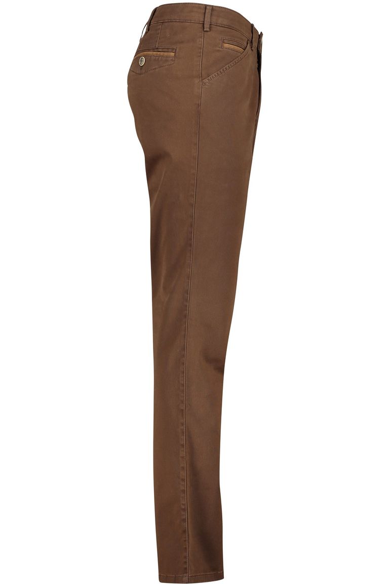 katoenen Meyer broek Chicago bruin effen normale fit