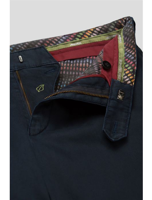 katoenen broek Meyer donkerblauw effen katoen, stretch Chicago