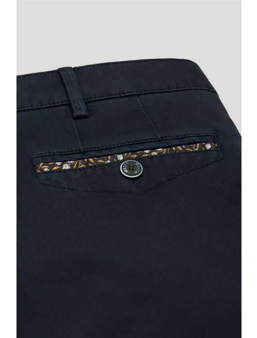 katoenen broek Meyer donkerblauw effen katoen, stretch Chicago