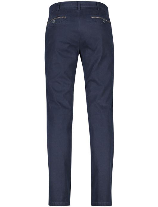 katoenen broek Meyer donkerblauw effen katoen, stretch Chicago
