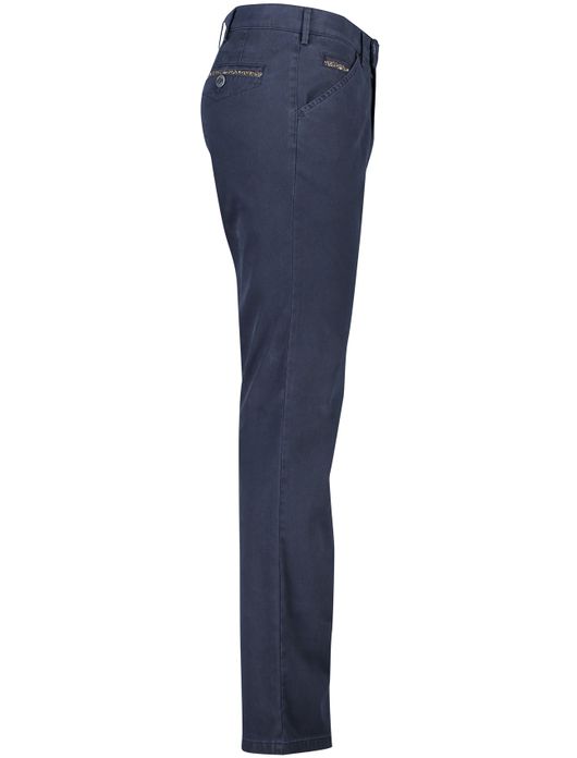 katoenen broek Meyer donkerblauw effen katoen, stretch Chicago