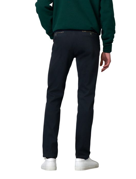 katoenen broek Meyer donkerblauw effen katoen, stretch Chicago