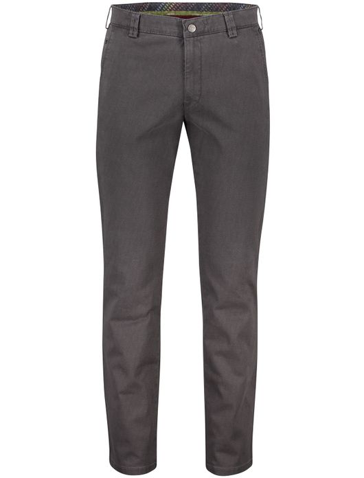 katoenen broek Meyer grijs effen katoen, stretch Bonn