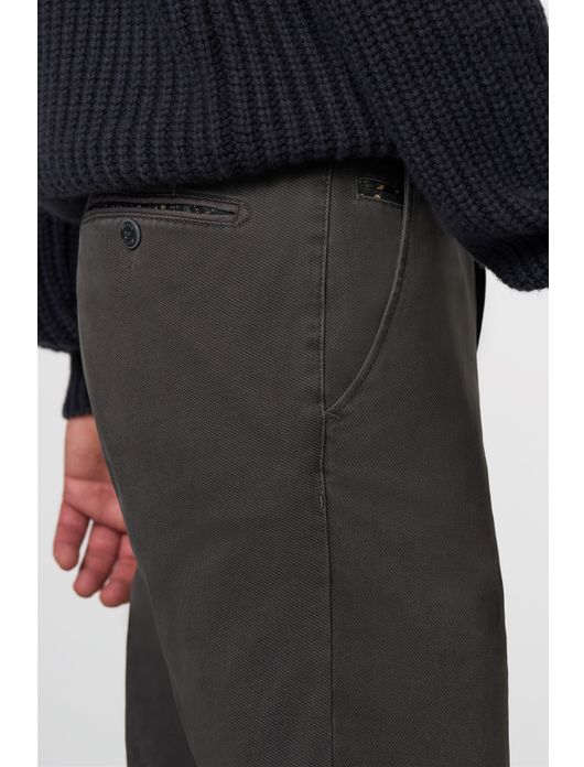 katoenen broek Meyer grijs effen katoen, stretch Bonn