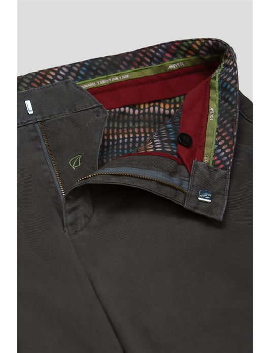 katoenen broek Meyer grijs effen katoen, stretch Bonn