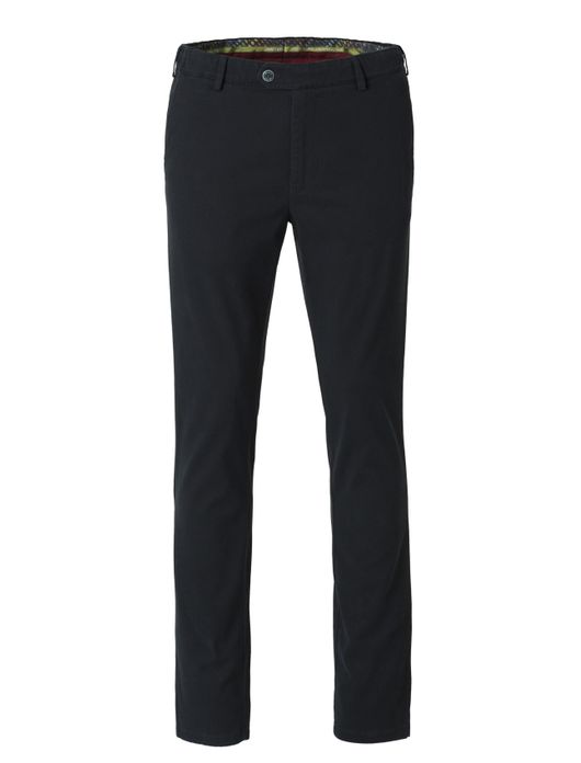 katoenen broek Meyer donkerblauw effen katoen