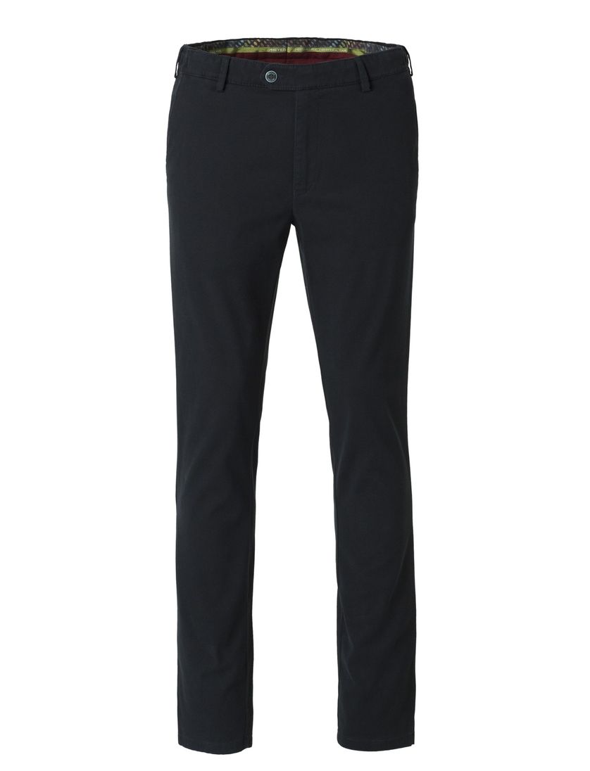 Meyer Oslo katoenen chino donkerblauw effen katoen