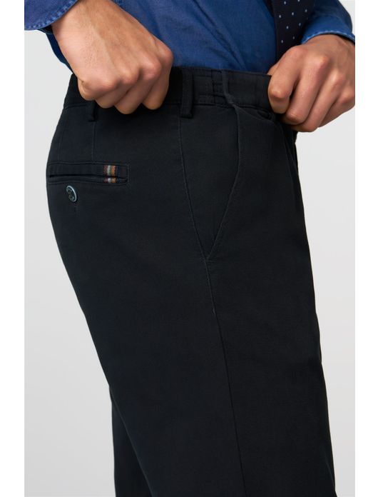 katoenen broek Meyer donkerblauw effen katoen
