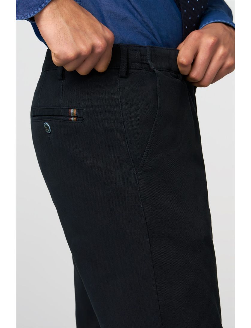 Meyer Oslo katoenen chino donkerblauw effen katoen