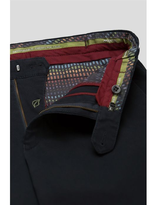 katoenen broek Meyer donkerblauw effen katoen