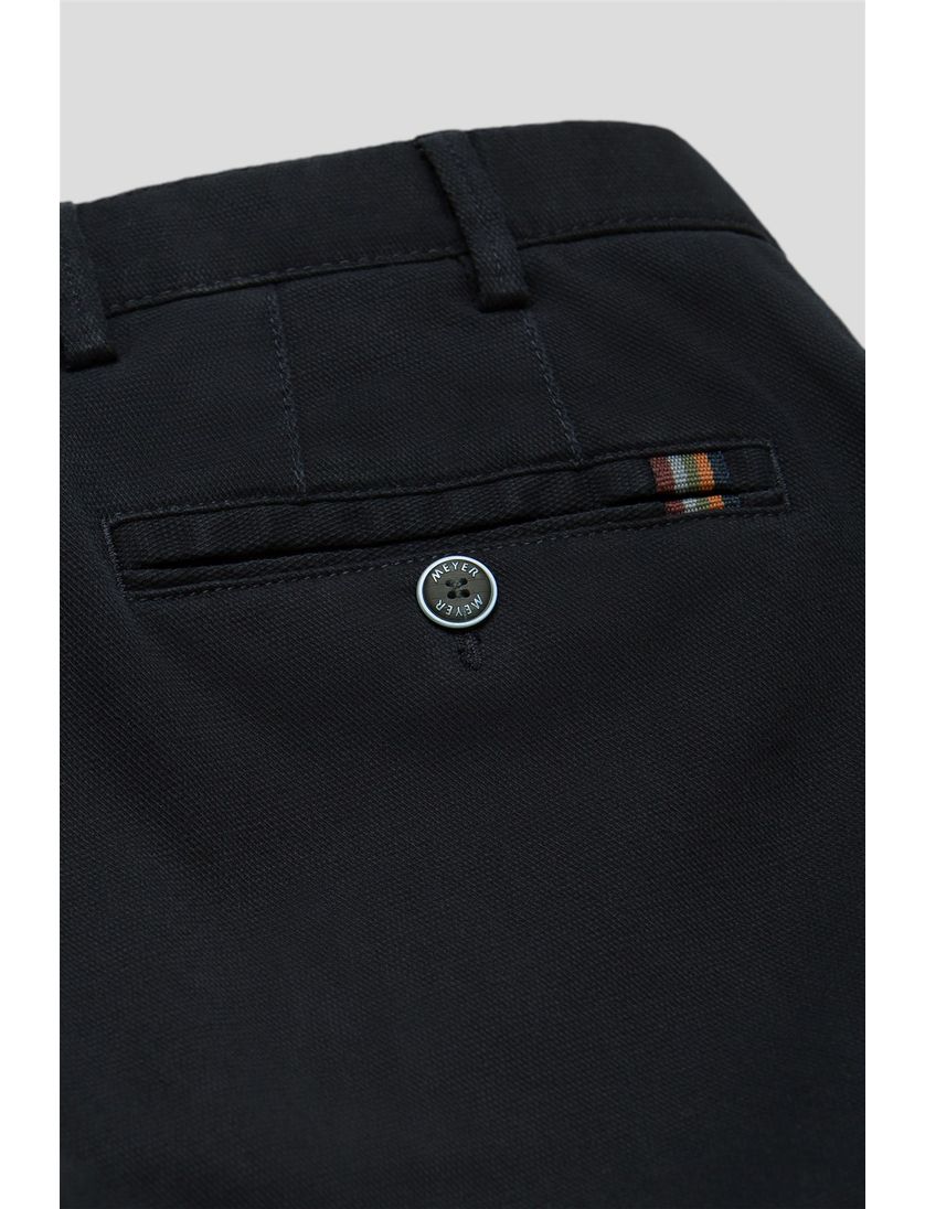 Meyer Oslo katoenen chino donkerblauw effen katoen