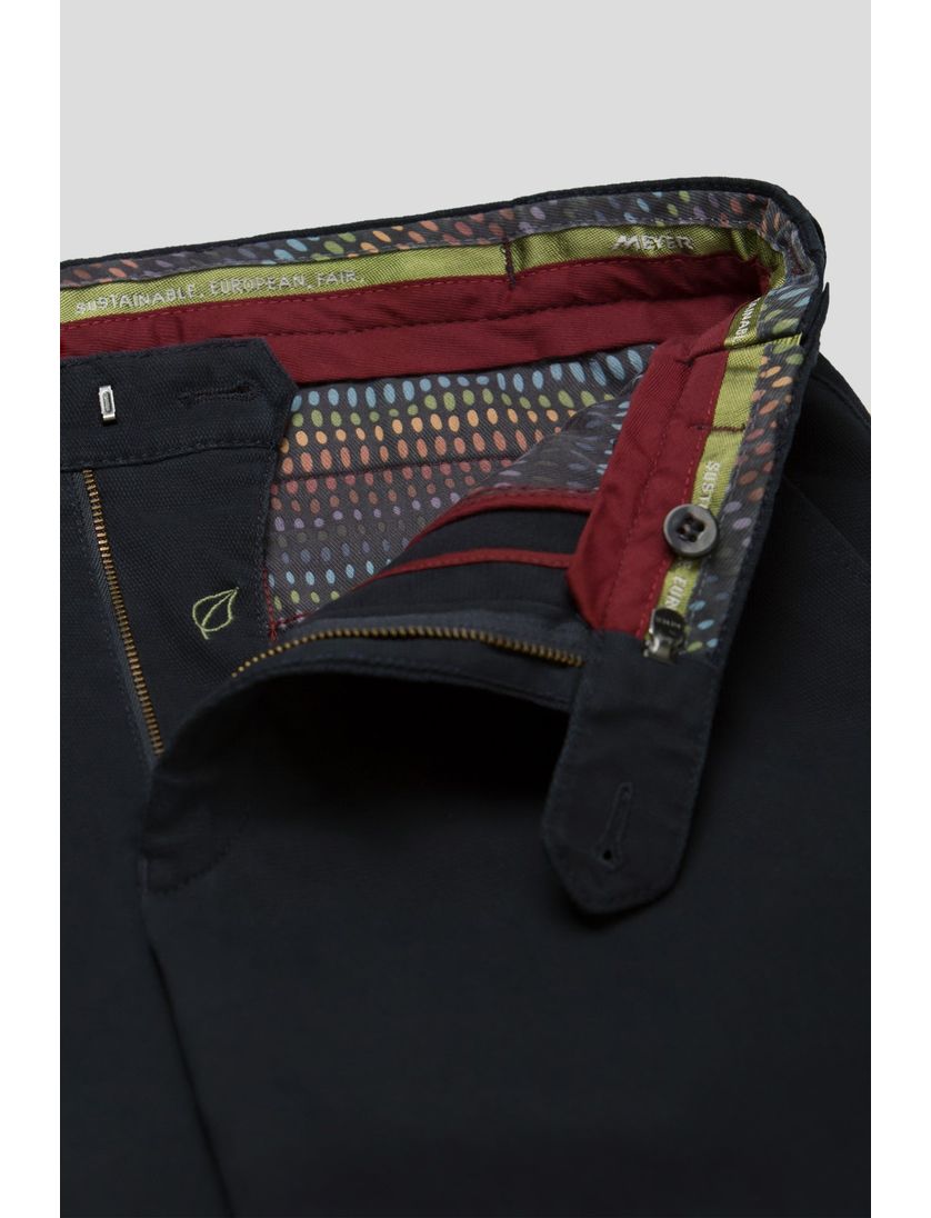 Meyer Oslo katoenen chino donkerblauw effen katoen