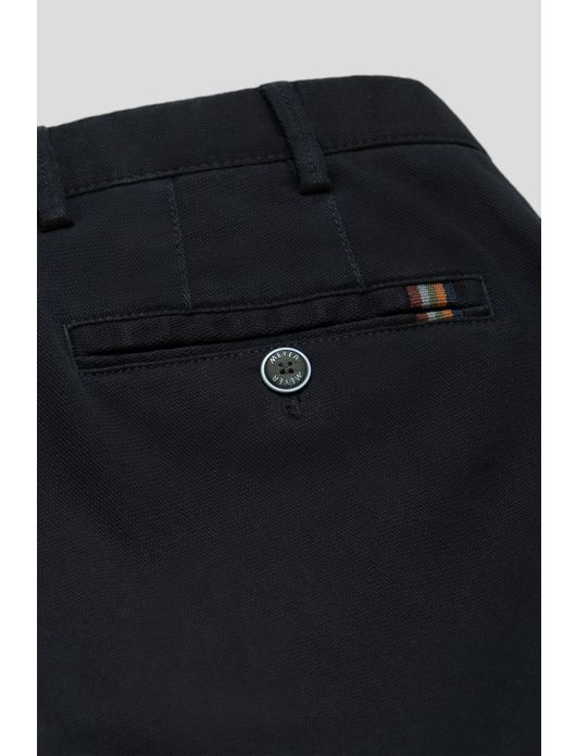 katoenen broek Meyer donkerblauw effen katoen