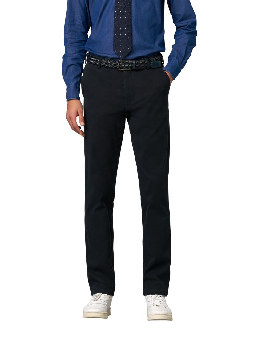 Meyer Oslo katoenen chino donkerblauw effen katoen