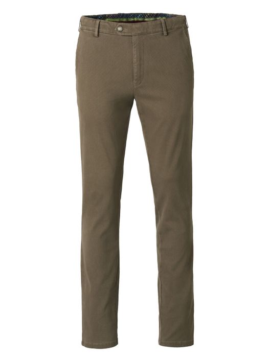 katoenen broek Meyer bruin effen katoen