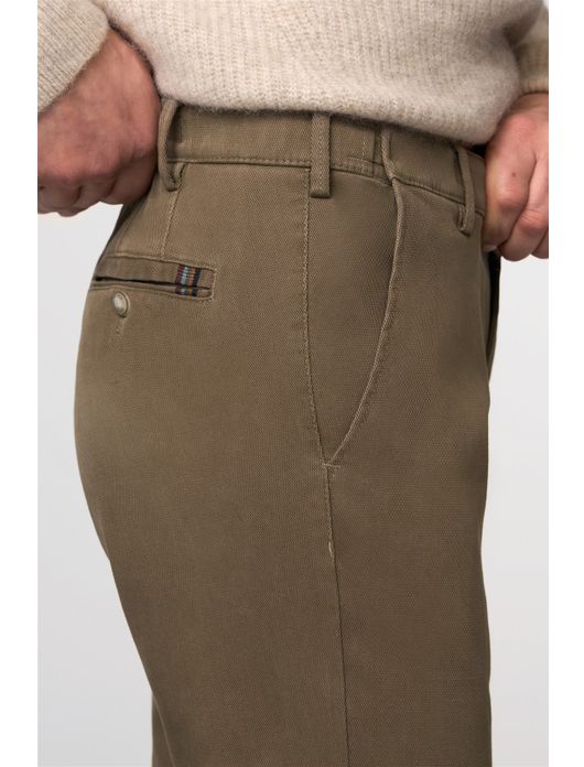 katoenen broek Meyer bruin effen katoen