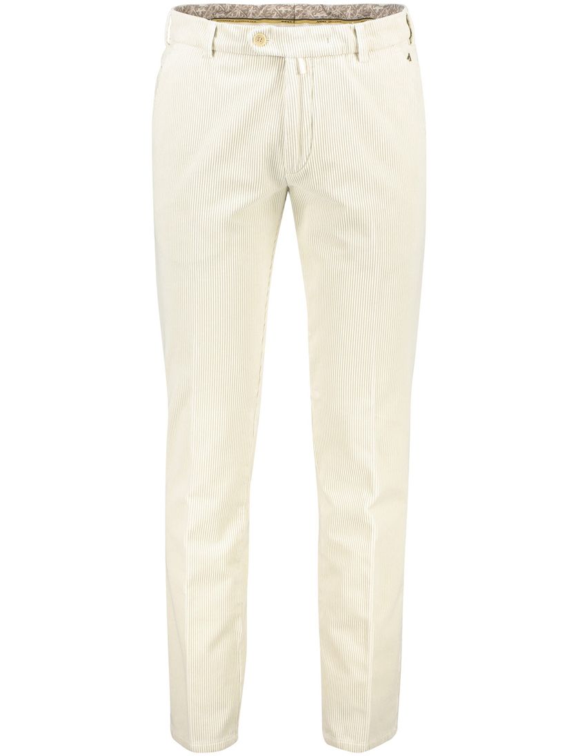 katoenen Meyer corduroy broek beige effen normale fit