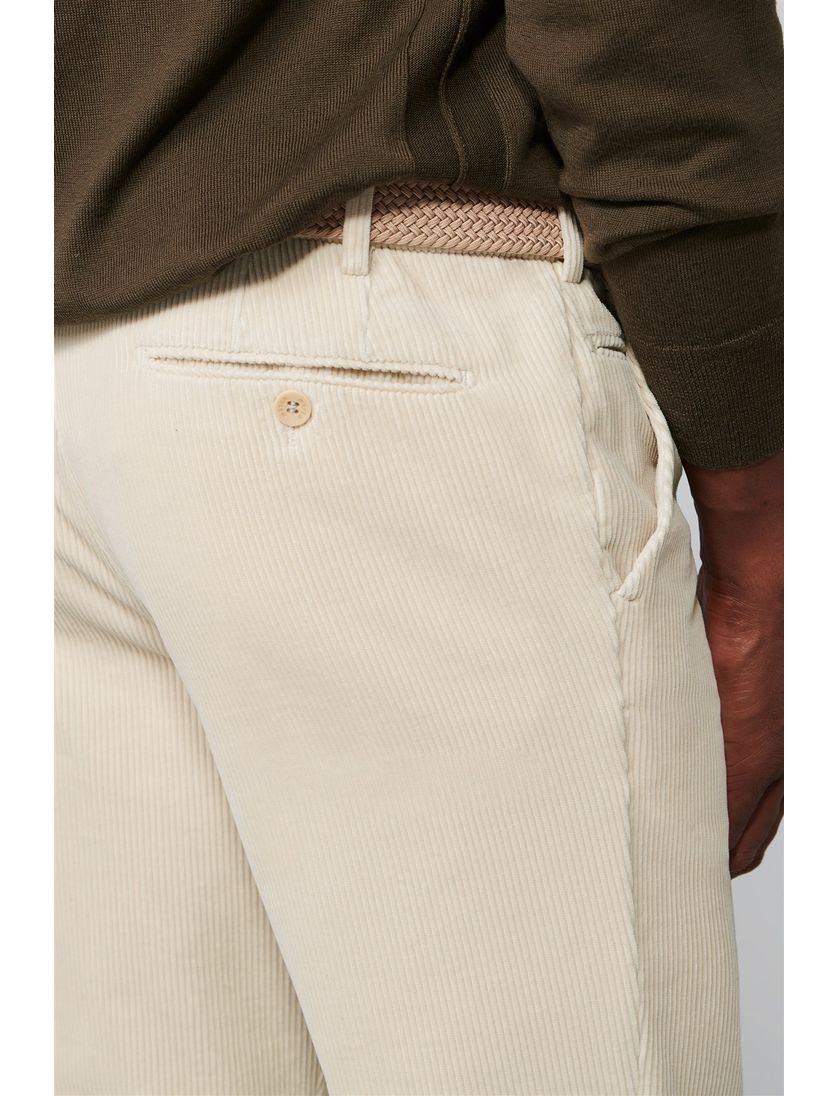katoenen Meyer corduroy broek beige effen normale fit