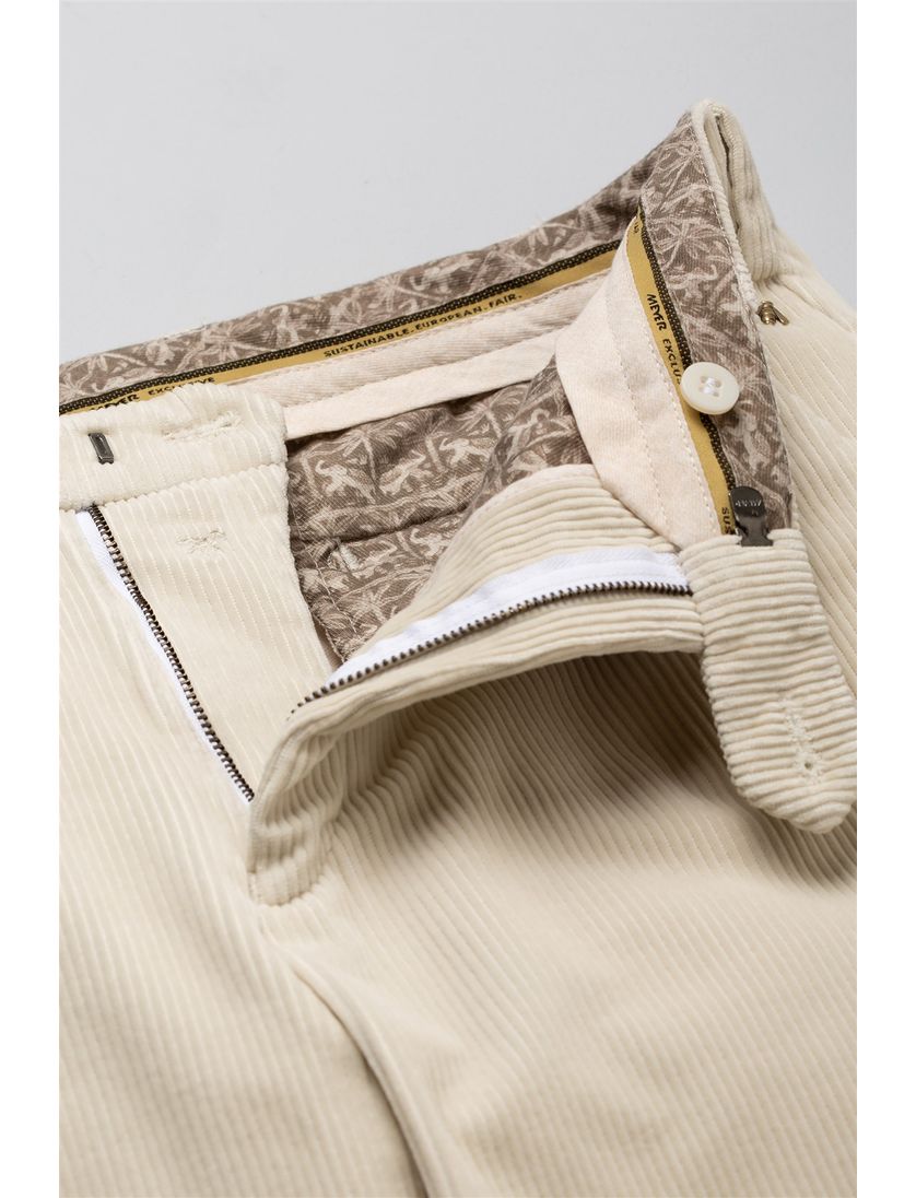 katoenen Meyer corduroy broek beige effen normale fit