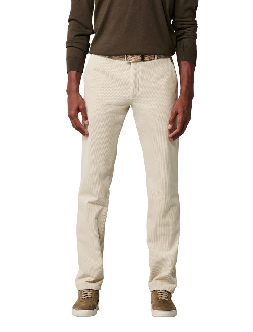 katoenen Meyer corduroy broek beige effen normale fit