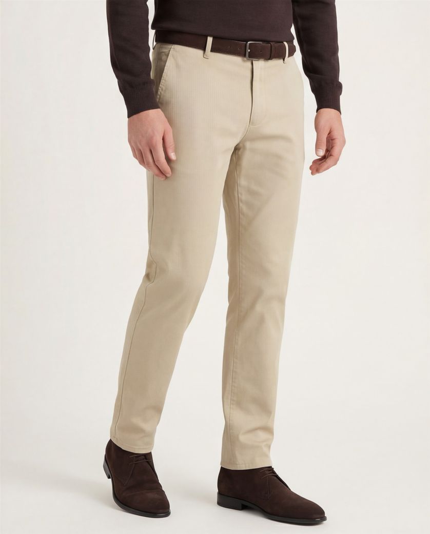 Meyer Pantalon chino beige katoen