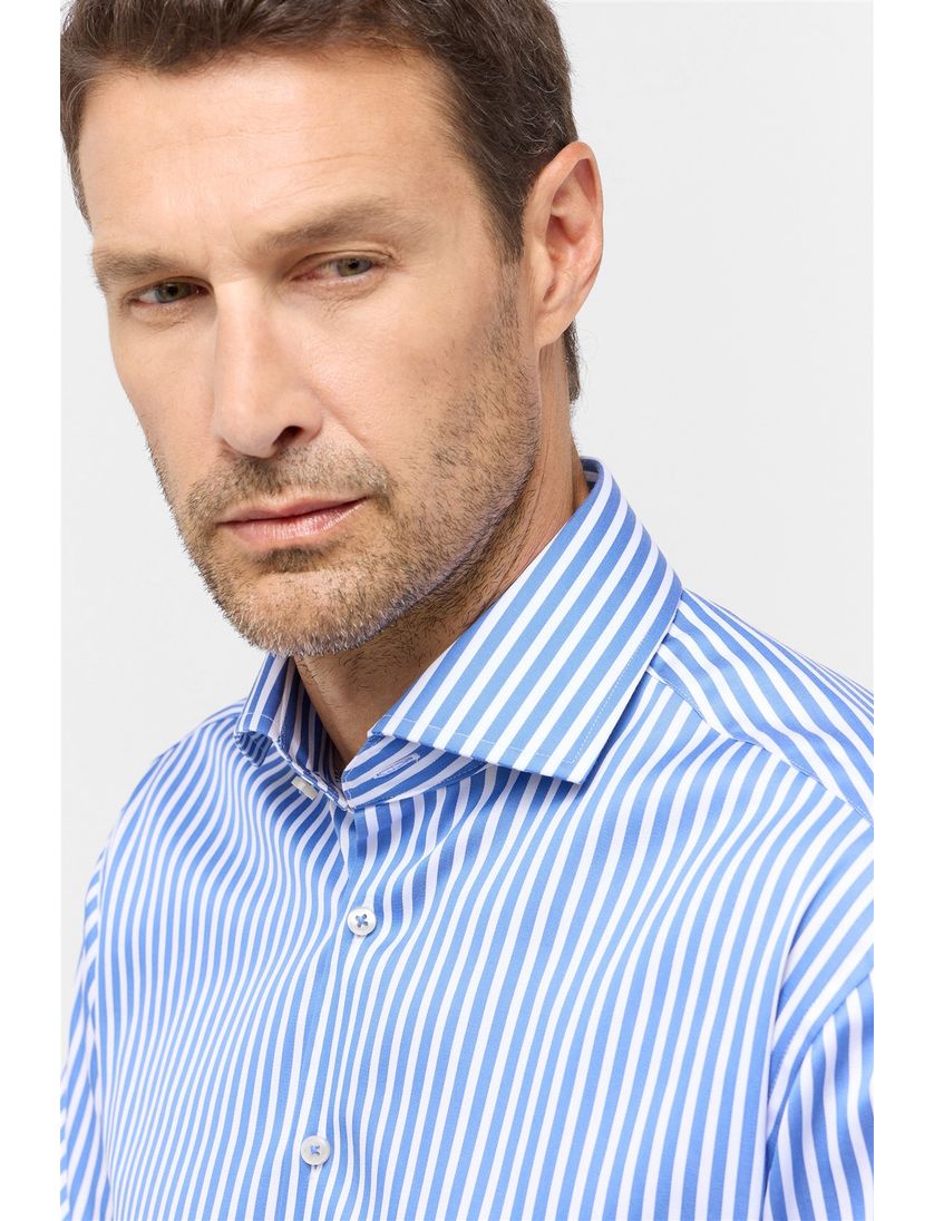 Modern Fit Eterna overhemd blauw wit gestreept