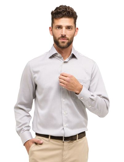 Eterna katoenen Eterna overhemd effen beige katoen wijde fit strijkvrij