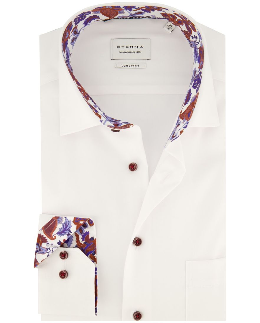 Eterna overhemd wijde fit wit effen