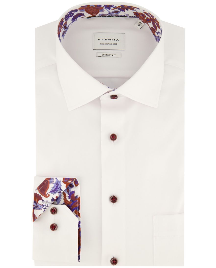 Eterna overhemd wijde fit wit effen