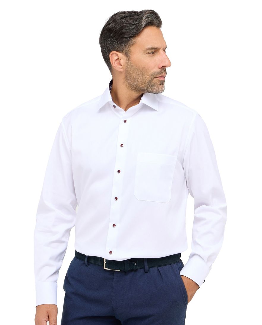 Eterna overhemd wijde fit wit effen