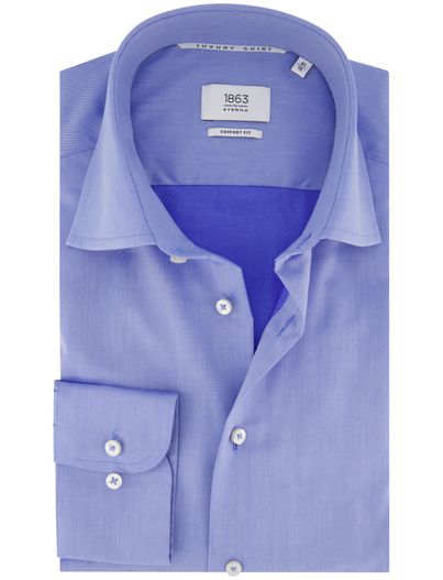 Eterna Eterna Luxury Comfort Fit overhemd effen blauw
