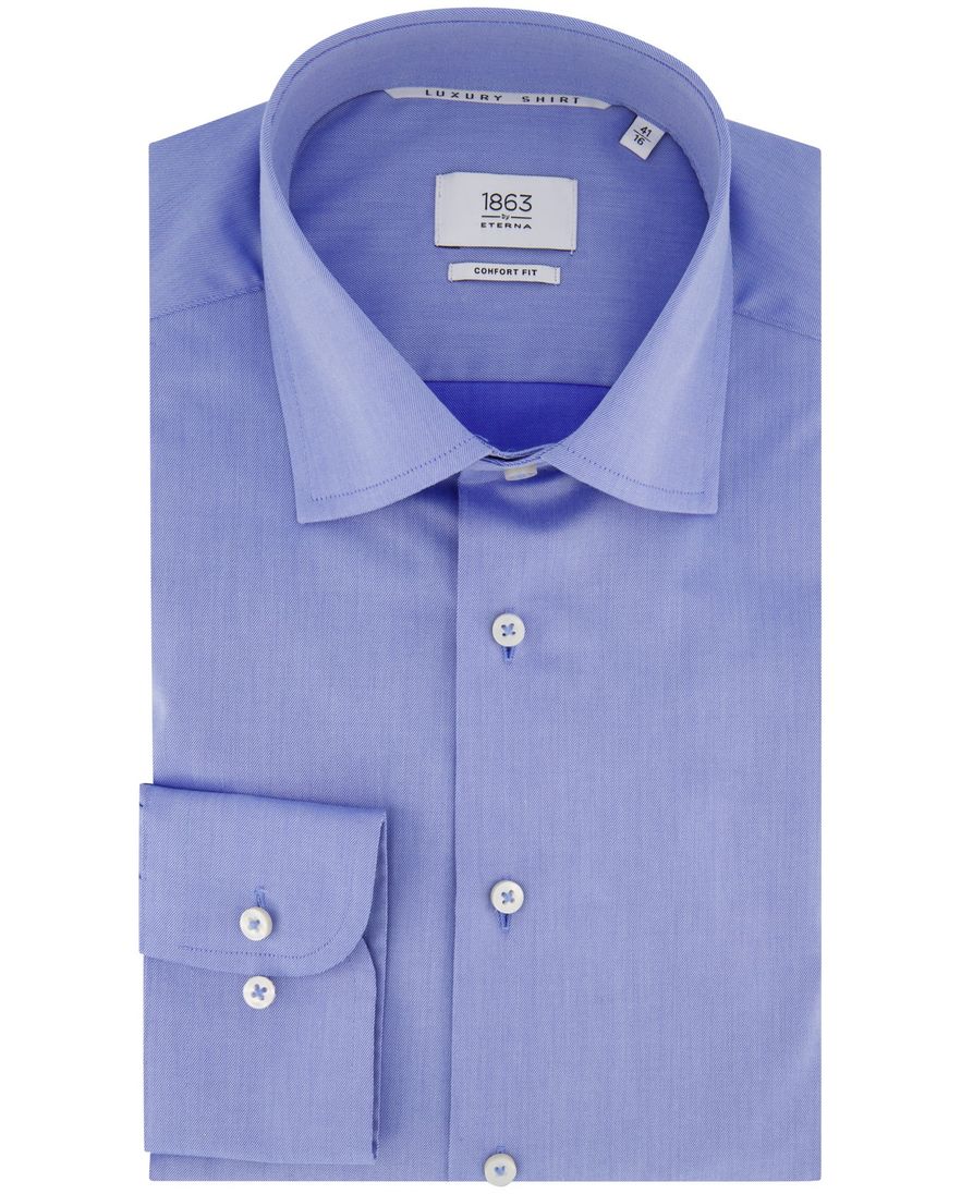 Eterna Luxury Comfort Fit overhemd effen blauw