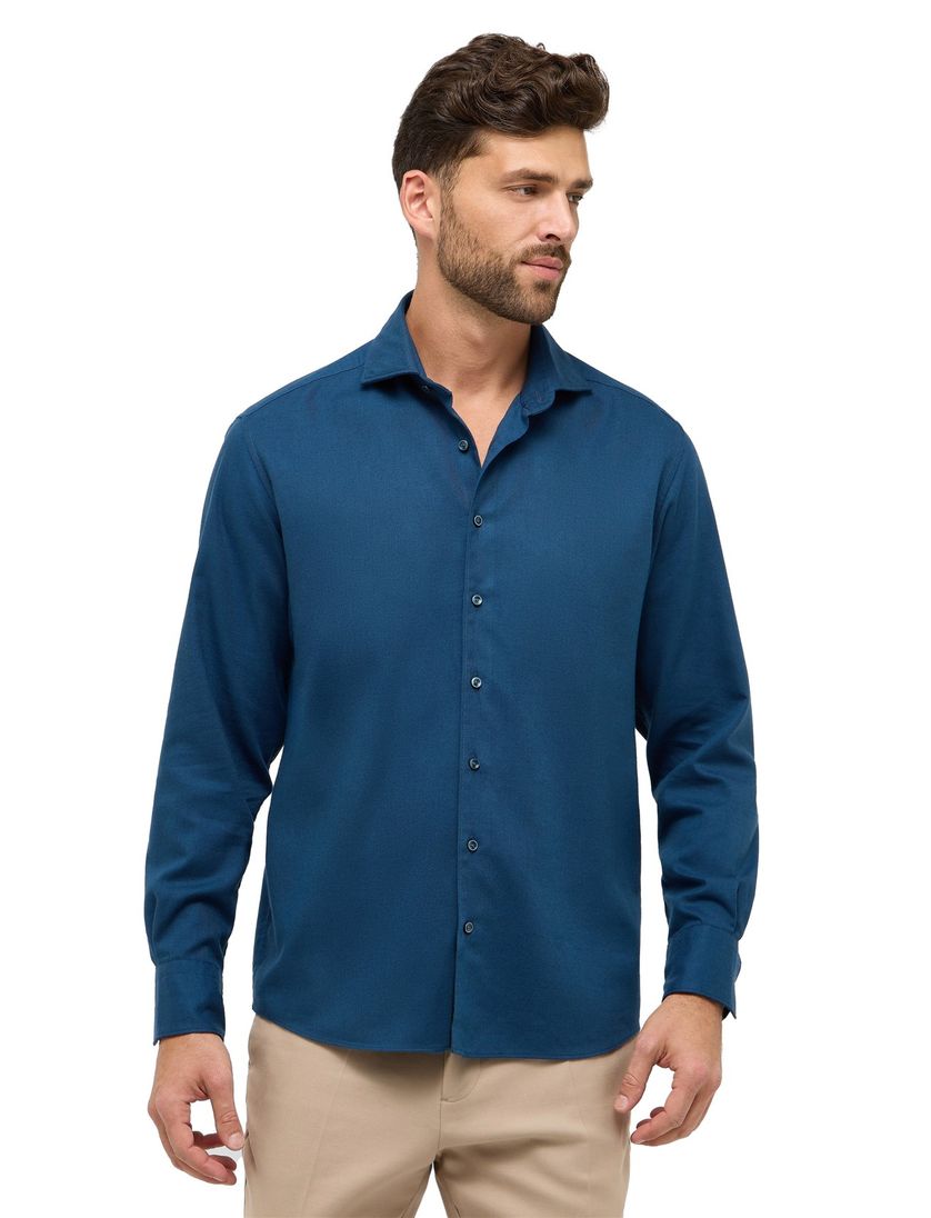 Eterna overhemd blauw effen comfort fit