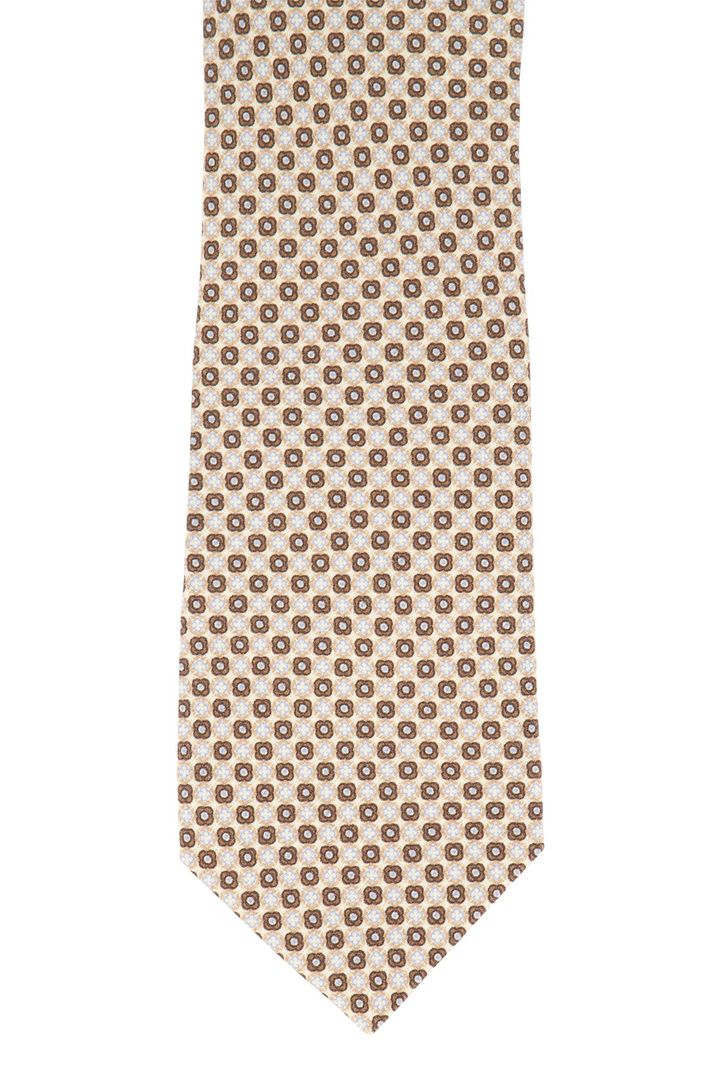 Profuomo stropdas beige blauw geprint zijde