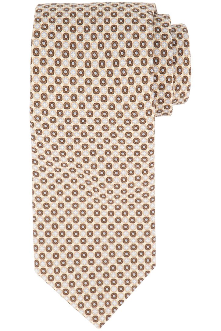 Profuomo stropdas beige blauw geprint zijde