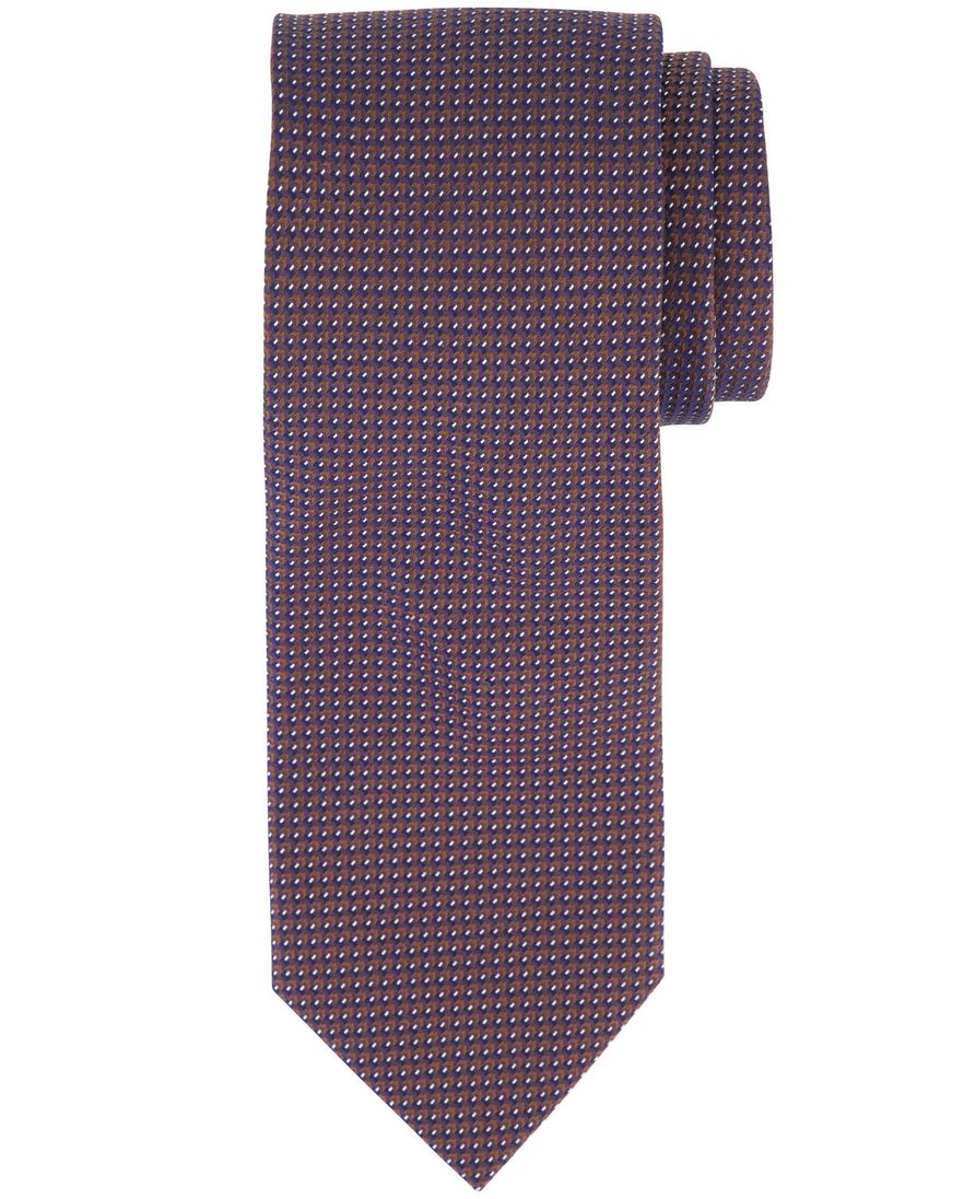 Profuomo stropdas bruin paars geprint 100% zijde