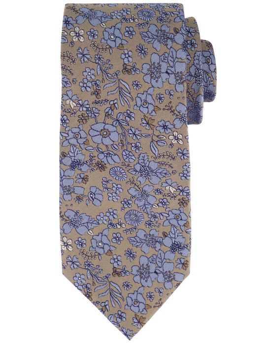 Profuomo stropdas beige geprint bloemen