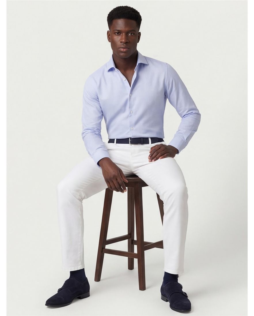 Profuomo business overhemd lichtblauw effen