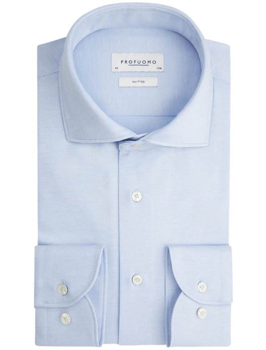 Profuomo overhemd lichtblauw knitted