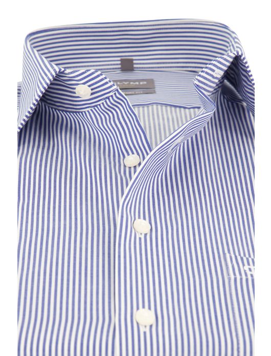 business overhemd Olymp blauw gestreept katoen wijde fit