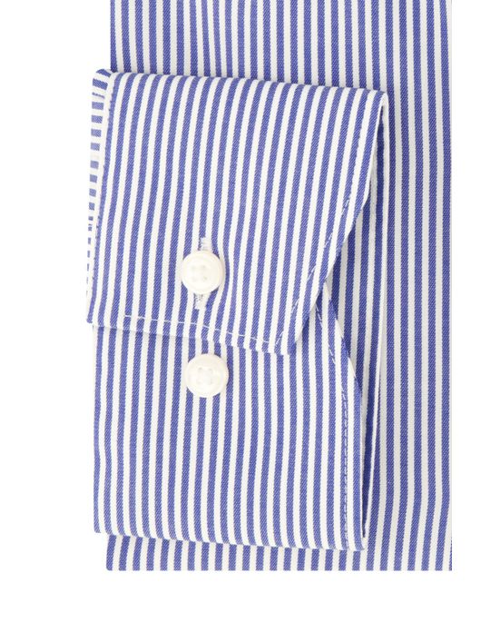 business overhemd Olymp blauw gestreept katoen wijde fit