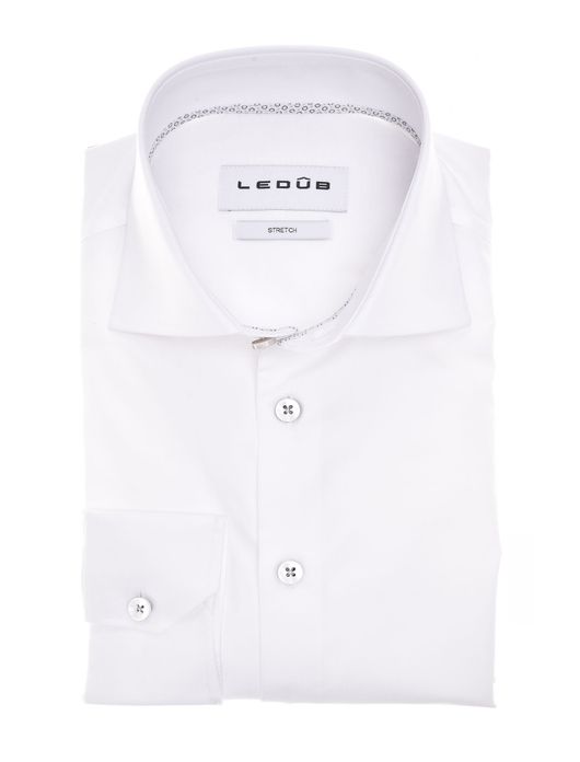 business overhemd Ledub Modern Fit New wit effen katoen, stretch normale fit