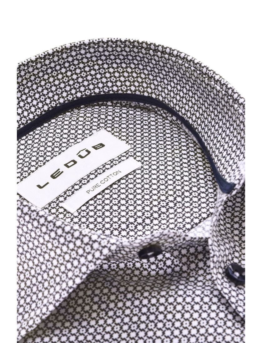 katoenen Ledub overhemd donkerblauw geprint