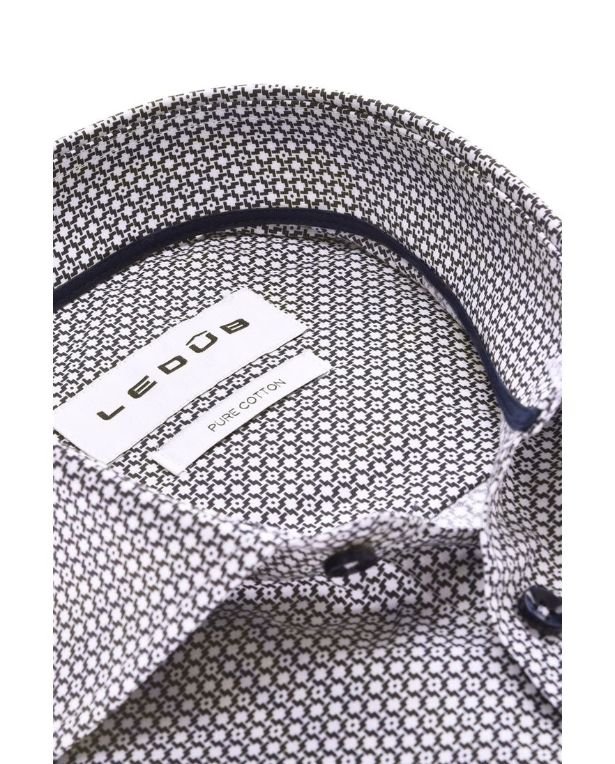 Ledub overhemd donkerblauw geprint normale fit