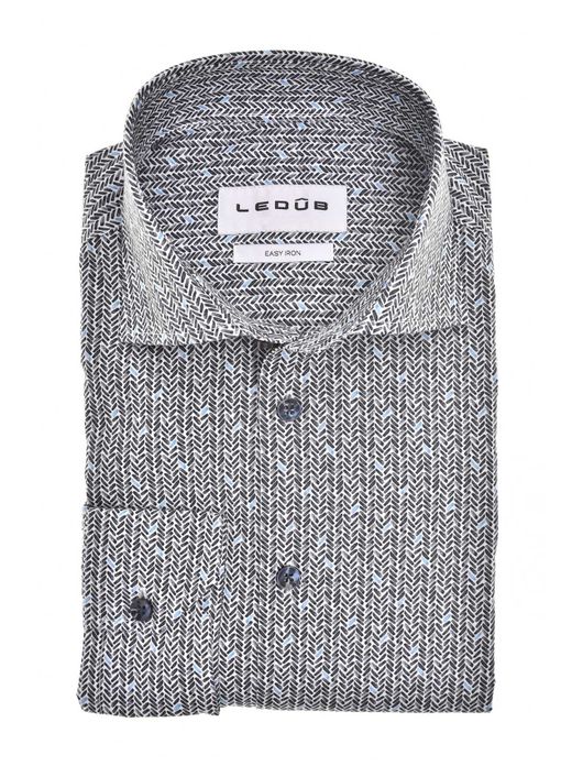 Ledub overhemd donkerblauw geprint