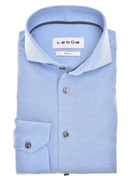 Ledub overhemd blauw stretch